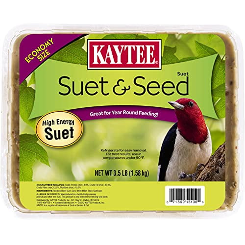 Kaytee Suet & Seed, High Energy Suet Cake, 3.5 Pounds, Pack of 6