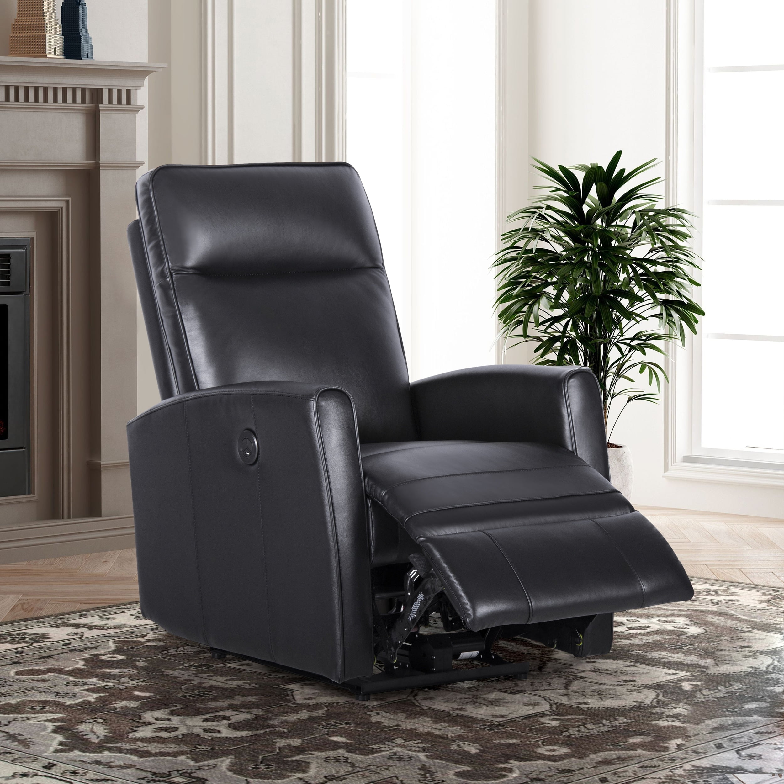 Kayto INC 27.75 Width Top Grain Leather Power Recliner Couch With USB ...