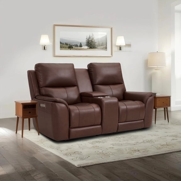 77"W Genuine Leather Triple-Power System Loveseat with Zero Gravity and USB & Type-C Charging