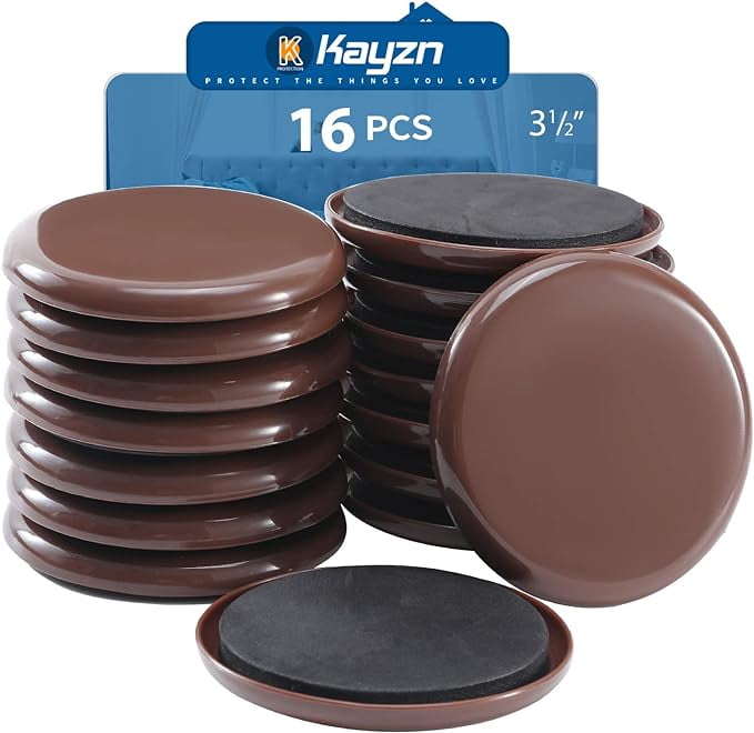 Kayzn Furniture Sliders for Carpet,16 PCS Heavy Duty Furniture Moving Pads,3.5" Reusable