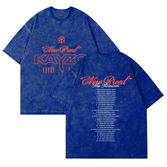 Kayzo NEW BREED Album Merch Vintage Wash Tee Cosplay Women Men Fashion Short Sleeve Cotton T-Shirts Style1