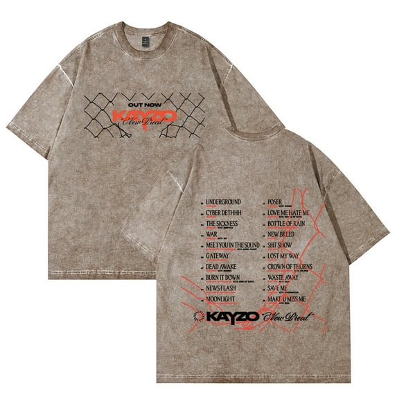 Kayzo NEW BREED Album Merch Vintage Wash Tee Cosplay Women Men Fashion Short Sleeve Cotton T-Shirts Style2