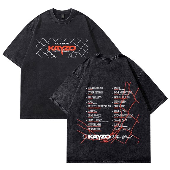Kayzo NEW BREED Album Merch Vintage Wash Tee Cosplay Women Men Fashion Short Sleeve Cotton T-Shirts Style2