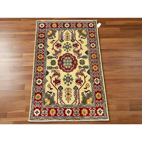 Kazak Beige 3X5 Handmade Wool Rug