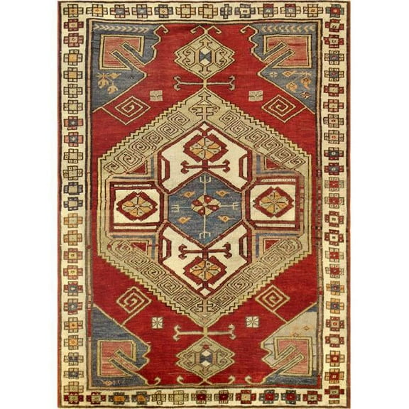 Kazak Collection Hand-Knotted Lamb's Wool Area Rug - Rust - 4'1'x5'9'