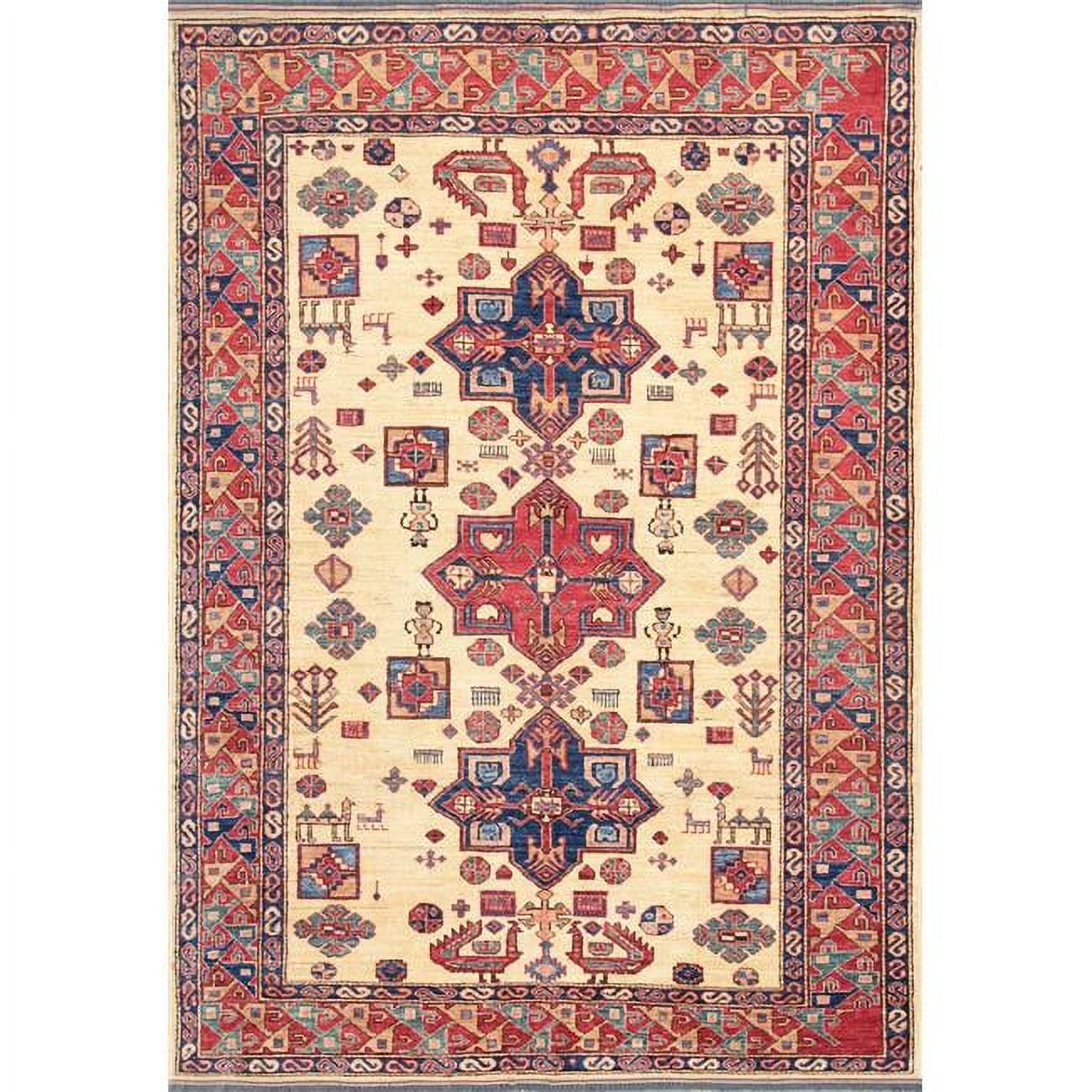 Hand-Knotted Ivory Lamb's Wool 6'1" x 8'9" Area Rug