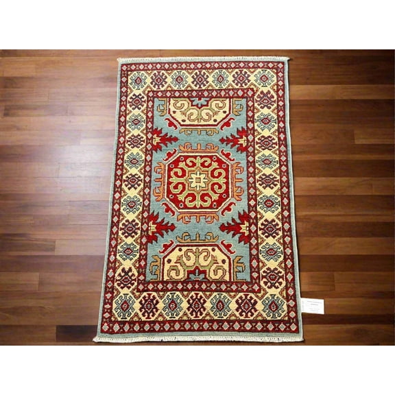 Kazak Geometric 3X4 Handmade Wool Rug # 13295