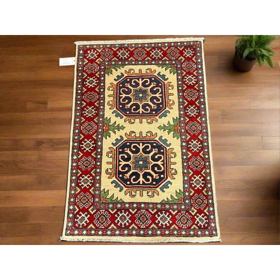 Kazak Multicolor 3X4 Handmade Wool Rug # 13339