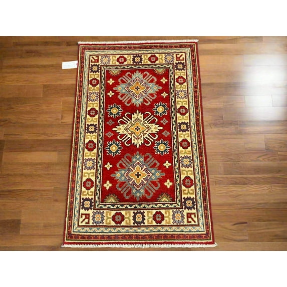 Kazak Red 3X4 Handmade Wool Rug # 13296