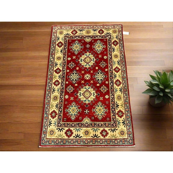 Kazak Red 3X5 Handmade Wool Rug # 12547