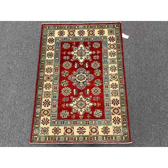 Kazak Red 3X5 Handmade Wool Rug # 12560