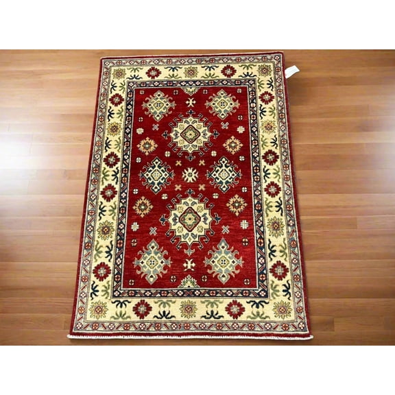 Kazak Red 3X5 Handmade Wool Rug # 12562