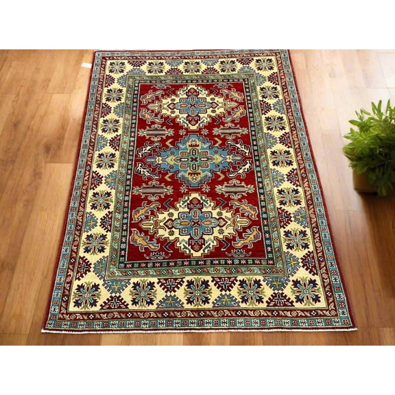 Kazak Red 5X7 Handmade Wool Rug # 12535