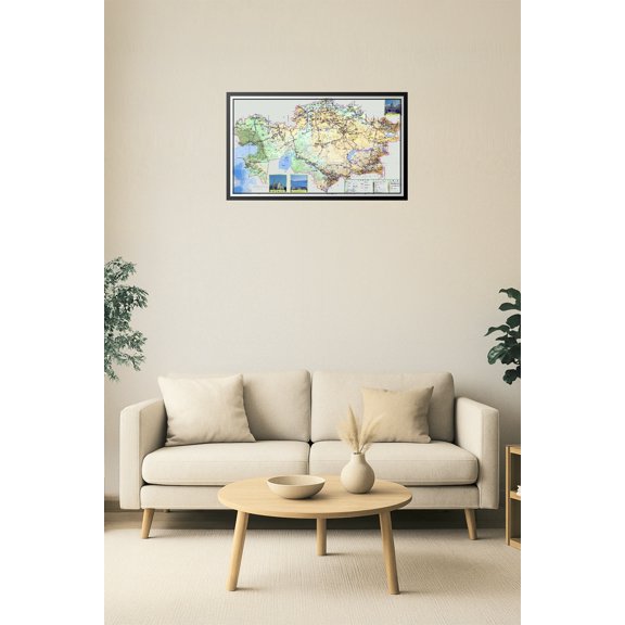 Kazakhstan Political Map Poster (RU)– Soviet-Era Regional and Transport Wall Art 【Coated Paper】