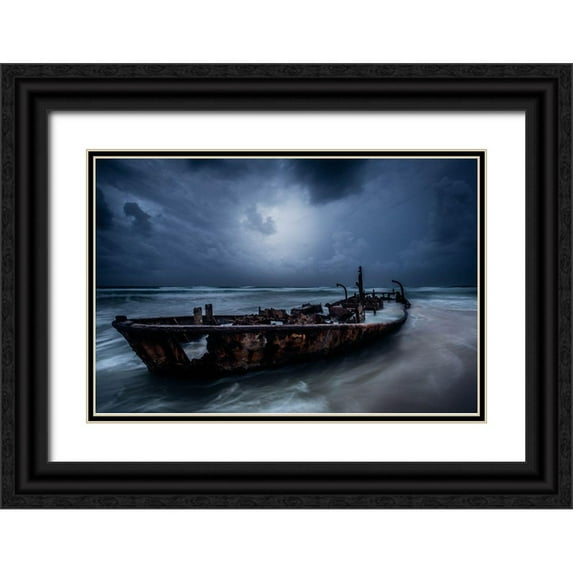 Kazamil, Farid 32x23 Black Ornate Wood Framed with Double Matting Museum Art Print Titled - The Old Ship
