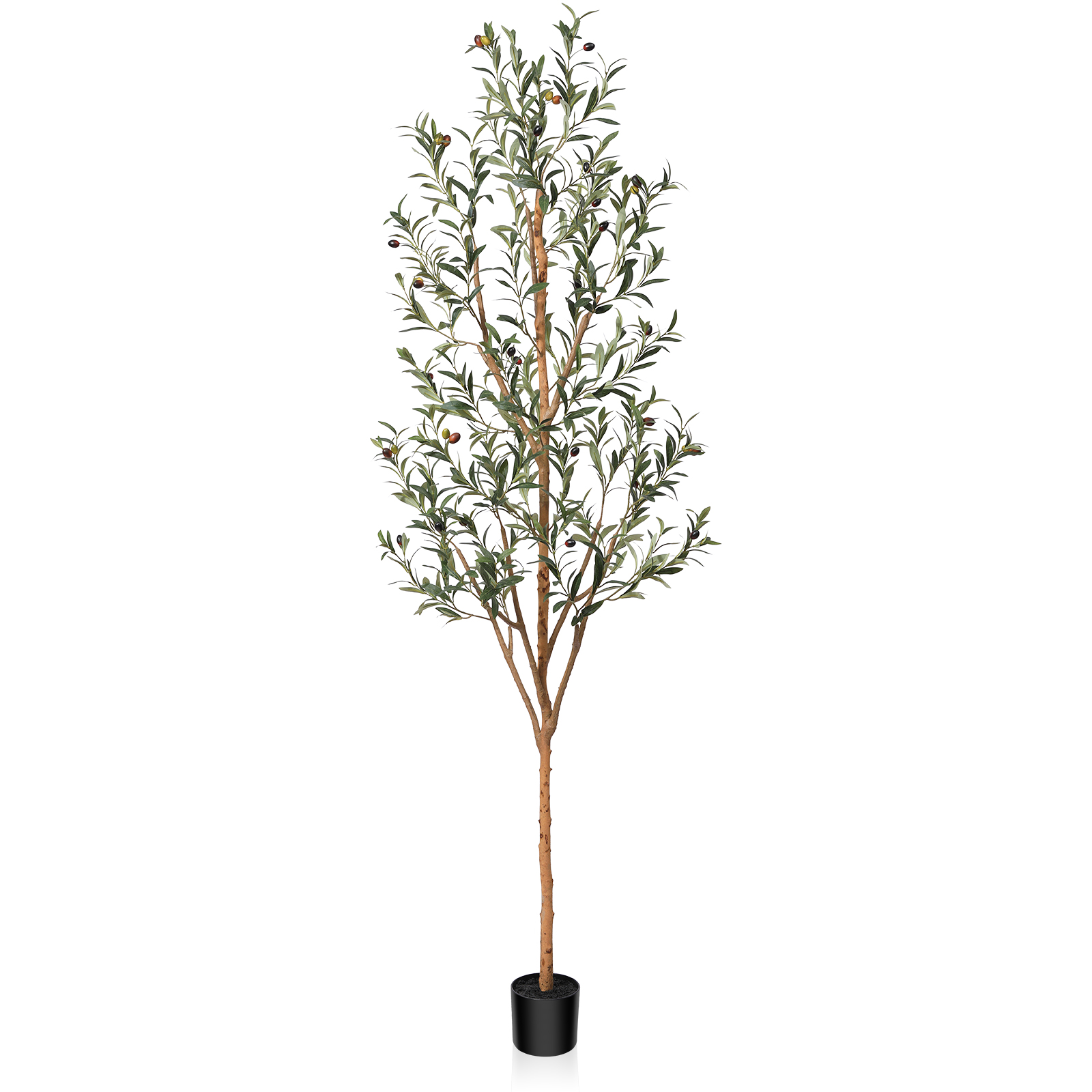 Kazeila Artificial Olive Tree 7FT Tall Faux Silk Plant for Home Office Decor Indoor Fake Potted Tree with Wood Trunk and Fruits, Size: 7', Green