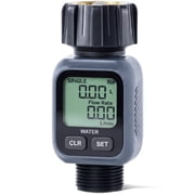 Water Flow Meter with LCD Display, 4-in-1 Multi-Function Digital Water Meter for Garden Hose, 360  Rotatable, IPX5 Waterproof, Unit Conversion Gallon/Liter