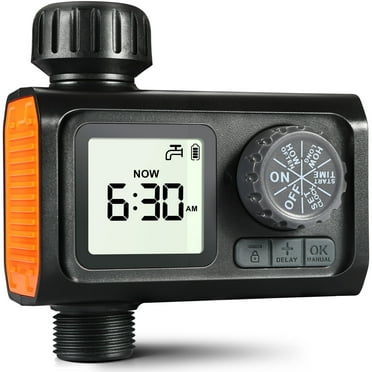 Programmable Garden Hose Timer - Dual Zone Sprinkler Timer With Rain Delay & Brass Connections