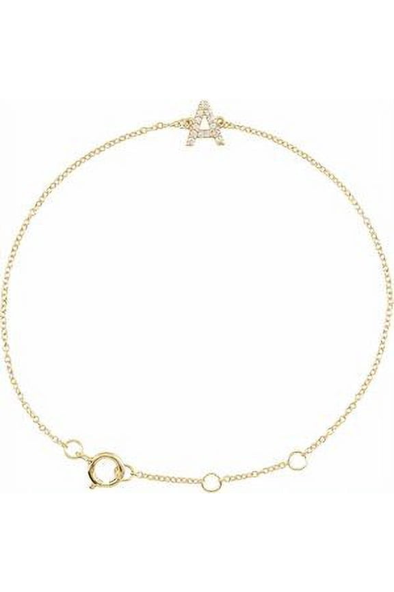 14K Yellow Gold 1/10 CTW Natural Diamond Initial A 6-7" Bracelet