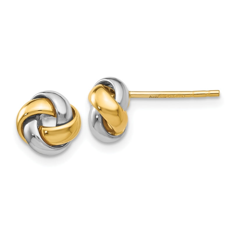 Reversible No-Poke Two-Tone 14k Gold Studs