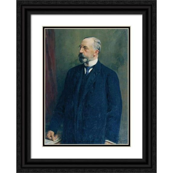 Kazimierz Pochwalski 11x14 Black Ornate Wood Framed Double Matted Museum Art Print Titled: Minister Karl Graf Sturgkh (1917)