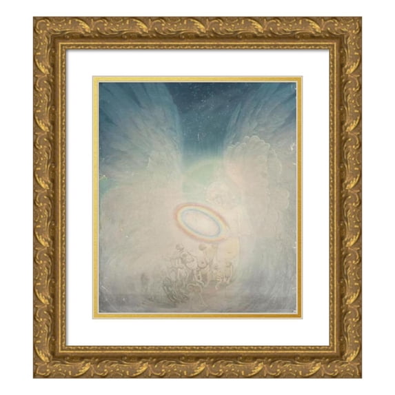 Kazimierz Stabrowski 12x14 Gold Ornate Wood Frame and Double Matted Museum Art Print Titled - Angel and Monsters (1920-1922)