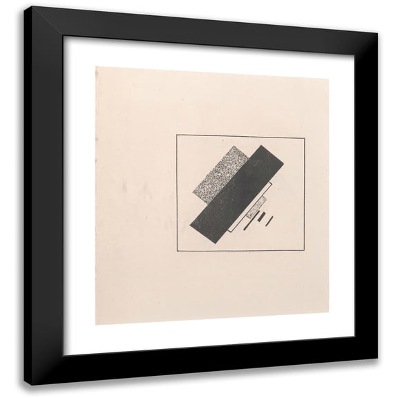Kazimir Malevich 12x13 Black Modern Framed Museum Art Print Titled - Composition with Four Black, One White, and Two Grey Elements (1920)