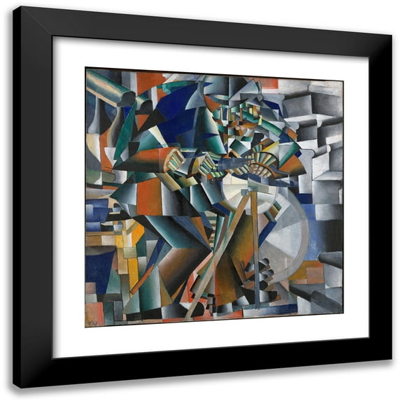 Kazimir Malevich 20x20 Black Modern Framed Museum Art Print Titled - Tochil'schik Printsip Mel’Kaniia (The Knife Grinder or Principle Of Glittering) (1912-13)