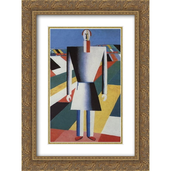 Kazimir Malevich 2x Matted 18x24 Gold Ornate Framed Art Print 'Peasant in the Fields '