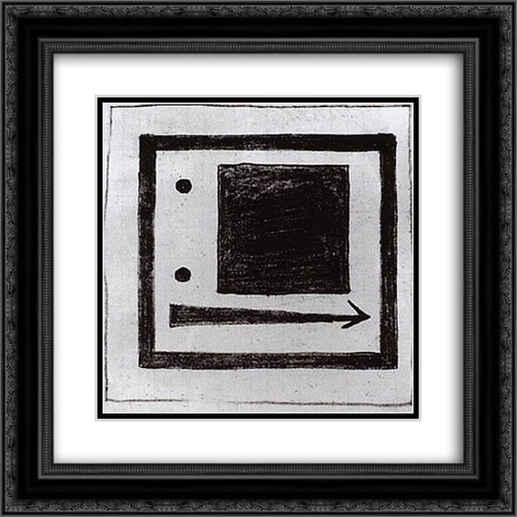 Kazimir Malevich 2x Matted 20x20 Black Ornate Framed Art Print 'Square, circle and arrow'