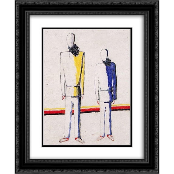 Kazimir Malevich 2x Matted 20x24 Black Ornate Framed Art Print 'Two peasant'