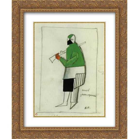 Kazimir Malevich 2x Matted 20x24 Gold Ornate Framed Art Print 'Costume for Victory over the Sun opera. Some evil man '