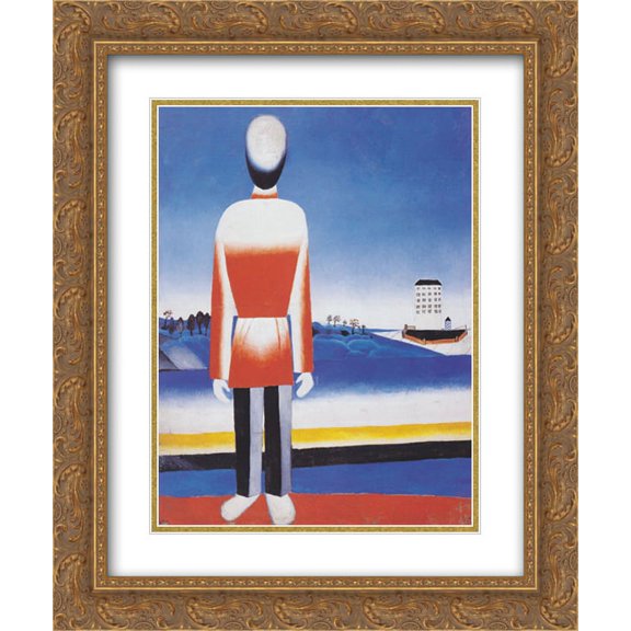 Kazimir Malevich 2x Matted 20x24 Gold Ornate Framed Art Print 'Man in Suprematic Landscape'