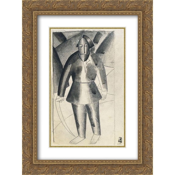 Kazimir Malevich 2x Matted 20x24 Gold Ornate Framed Art Print 'Mower'
