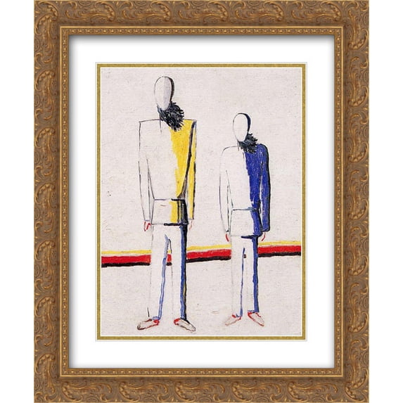 Kazimir Malevich 2x Matted 20x24 Gold Ornate Framed Art Print 'Two peasant'