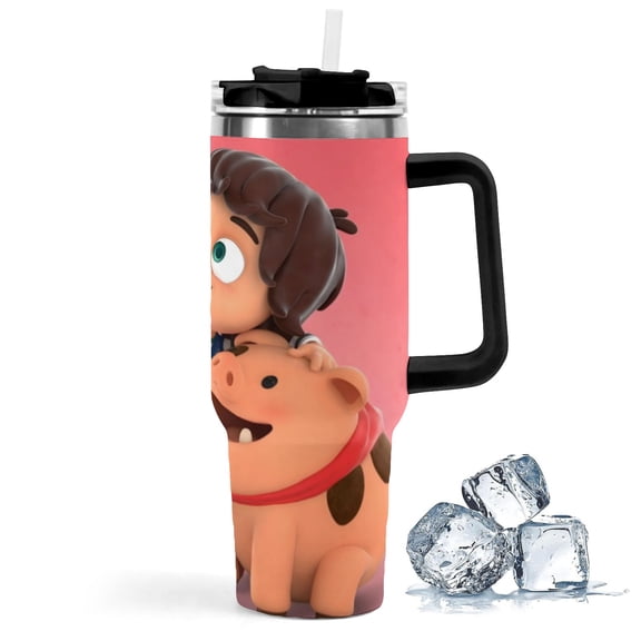Kazoops-theme Insulated Stainless Steel Tumbler with Handle Gifts For Family Friends Fans and Straw Fits in Standard Cup Holder 40 OZ