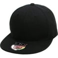 thumbnail image 1 of Kbethos Solid Flat Brim Bill Fitted Baseball Cap, Black, 1 of 7