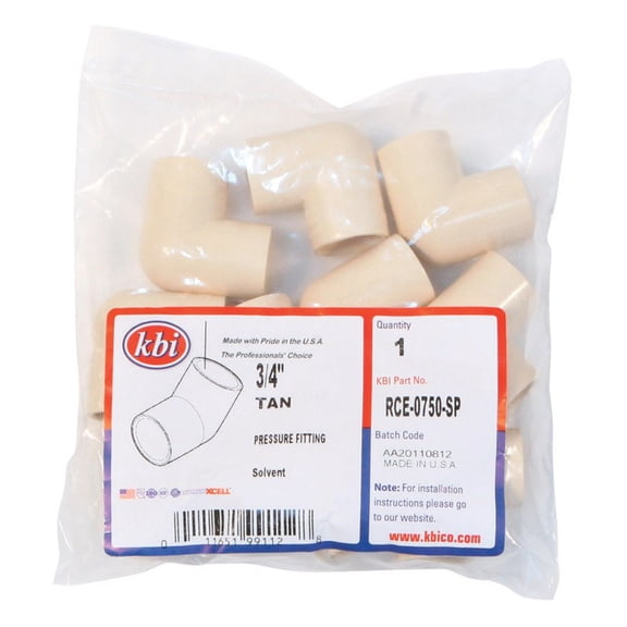 Kbi RCE-0750-SP CPVC 90 deg Elbow Plastic - 0.75 in.