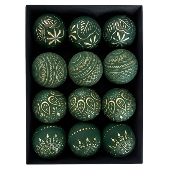 Kbndieu 12PCS Green Christmas Balls Christmas Tree Decorations Ornaments, 3.14" Xmas Hanging Ornament Ball, Shatterproof Xmas Bulbs for Holiday Party Wreath Garlands Trees
