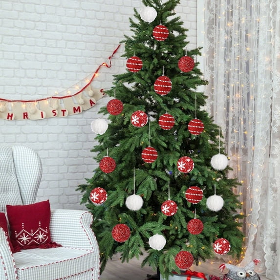 Kbndieu 12pcs Red Christmas Ball Ornaments, 2.76" Christmas Tree Ornaments Decorations Xmas Shatterproof Foam Hanging Balls for Xmas Tree, Holiday, Wedding, Party