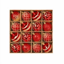 Kbndieu 16Pcs Christmas Tree Decorations Ornaments Set, 2.36" Red Christmas Ball Ornaments Shatterproof Plastic Christmas Decor Hanging Baubles for Xmas Tree Home Party