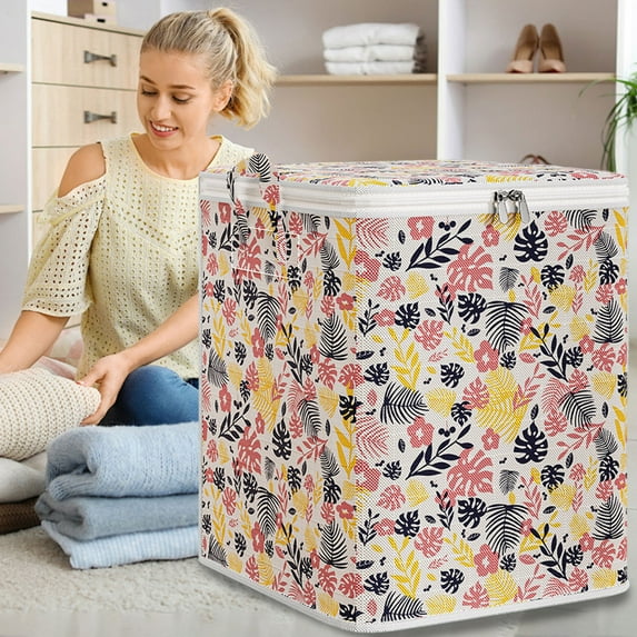 Kbndieu 175L Clothes Storage Bags, Large Closet Organizers and Storage, Foldable Clothes Storage Bins with Lids, Storage Containers for Blanket, Comforter, Pillow, Bedding