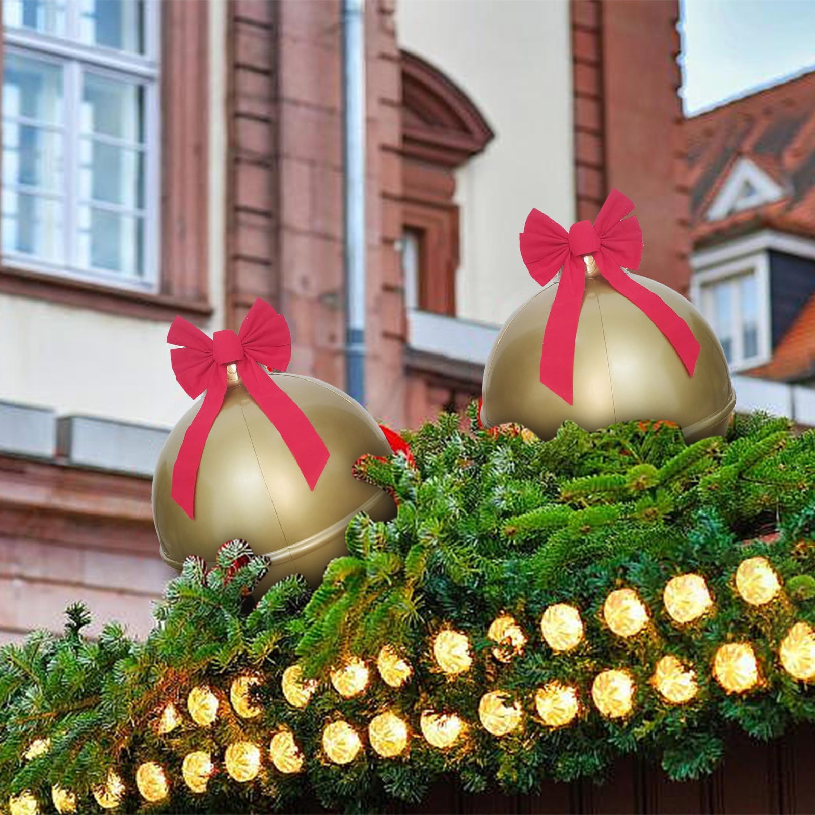 Kbndieu 18 Inch Outdoor Christmas Inflatable Bell Decorated Ball Christmas Yard Decorations