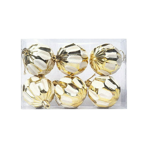 Kbndieu 2.36" Gold Christmas Ornaments, 6PCS Shatterproof Plastic Christmas Hanging Balls Ornaments for Christmas Tree Decorations