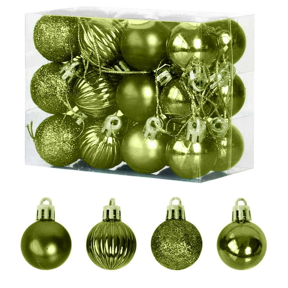 Kbndieu 24PCS Christmas Balls Ornaments, Green Christmas Ornaments Set for Christmas Tree Decorations, Shatterproof Christmas Tree Ornaments Hanging Balls 40mm/1.57"