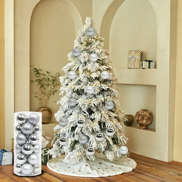 Kbndieu 24Pcs Christmas Tree Balls for Christmas Decorations, 1.18 Inch Silver Shatterproof Christmas Ornaments for Xmas Tree Decor, Christmas Hanging Ornament for Holiday Wedding Party Clearance