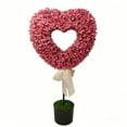 thumbnail image 1 of Kbndieu 29.5 Inches Heart Boxwood Topiary with Bow, Outdoor Valentines Day Decorations Artificial Heart Shaped Topiary Trees for Home Porch Decor, Pink, 1 of 9