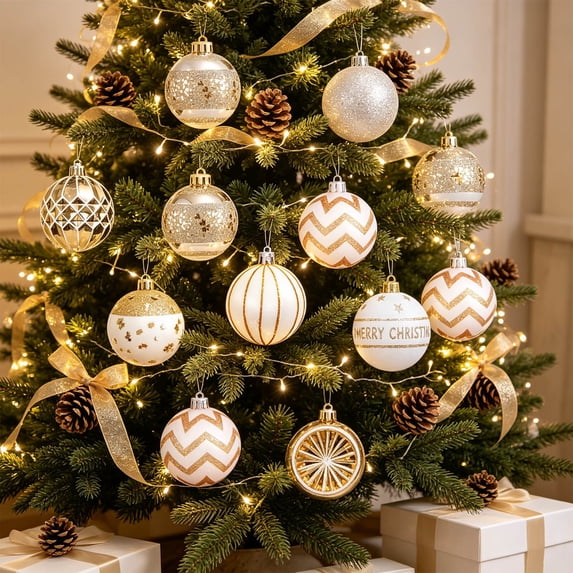 Kbndieu 30PCS Christmas Balls Christmas Tree Decorations Ornaments, 2.36 Inch Colorful Shatterproof Xmas Bulbs, Luxury Hanging Christmas Decor for Holiday Party Wreath Garlands Trees