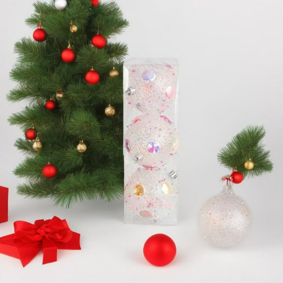 Kbndieu 3PCS 80MM Christmas Balls Ornaments for Christmas Tree - Shatterproof Christmas Ornaments Xmas Tree Decorations Silver Hanging Balls for Holiday Wedding Party Decorations