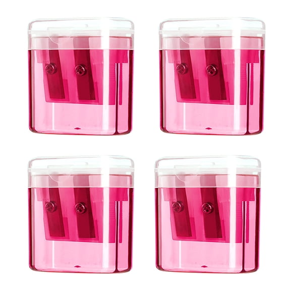 Kbndieu 4 Pack Colored Pencil Sharpener, 2 Holes Small Manual Pencil Sharpener with Lid for Classroom, Office, Home (Pink)